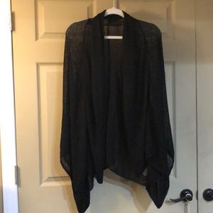 Ladies cardigan shawl black sheer one size